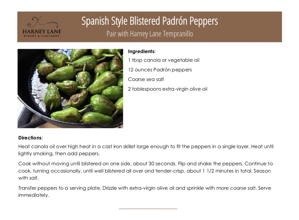 Spanish Style Blistered Padron Peppers